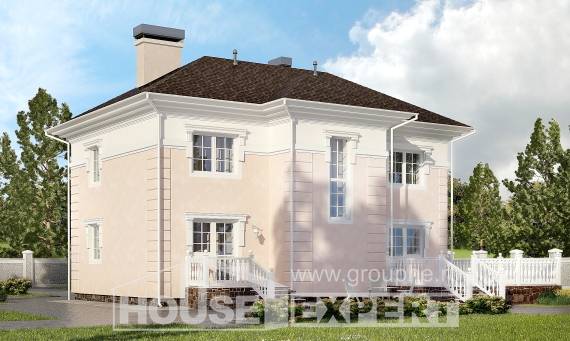 155-005-Л Проект двухэтажного дома, классический домик из теплоблока Рудный, House Expert