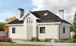 150-013-П Проект двухэтажного дома с мансардой, компактный коттедж из кирпича, Караганда