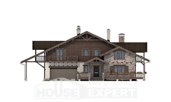 340-003-П Проект двухэтажного дома с мансардным этажом, гараж, уютный домик из кирпича, Нур-Султан