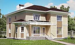 335-001-Л Проект двухэтажного дома, гараж, красивый загородный дом из кирпича Талдыкорган, House Expert