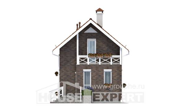 045-001-Л Проект двухэтажного дома с мансардой, компактный домик из газосиликатных блоков Уральск, House Expert