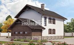 200-005-П Проект двухэтажного дома и гаражом, красивый домик из поризованных блоков Петропавловск, House Expert