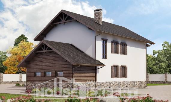 200-005-П Проект двухэтажного дома и гаражом, средний загородный дом из арболита, Петропавловск