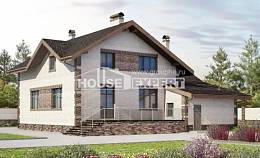 245-005-П Проект двухэтажного дома с мансардой, гараж, просторный загородный дом из поризованных блоков, House Expert