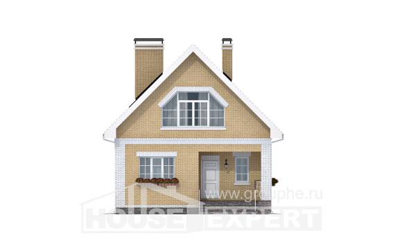 130-004-П Проект двухэтажного дома с мансардой, скромный дом из теплоблока Тараз, House Expert