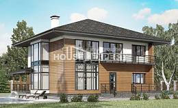 245-001-П Проект двухэтажного дома, классический загородный дом из поризованных блоков Алма-Ата, House Expert