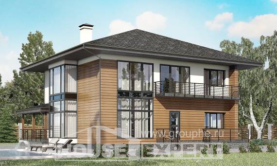 245-001-П Проект двухэтажного дома, простой коттедж из газобетона Кызылорда, House Expert