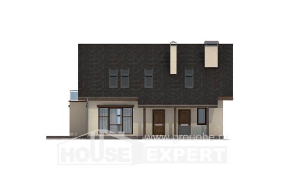155-012-Л Проект двухэтажного дома мансардой, доступный домик из газосиликатных блоков, Алма-Ата