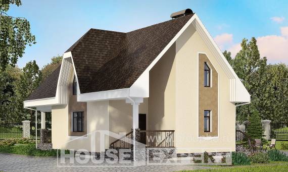 125-001-Л Проект двухэтажного дома мансардный этаж, экономичный загородный дом из теплоблока Усть-Каменогорск, House Expert