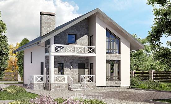 155-001-Л Проект двухэтажного дома с мансардой и гаражом, бюджетный коттедж из пеноблока, Талдыкорган