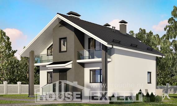 150-005-Л Проект двухэтажного дома с мансардой, небольшой домик из бризолита, Костанай
