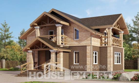 160-014-П Проект двухэтажного дома, бюджетный коттедж из керамзитобетонных блоков, Темиртау