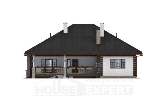 135-003-П Проект одноэтажного дома, скромный домик из теплоблока, House Expert