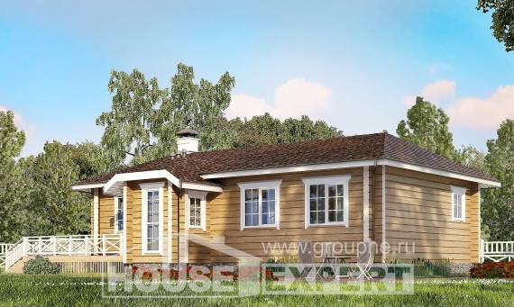095-001-Л Проект одноэтажного дома, недорогой загородный дом из бревен Кызылорда, House Expert