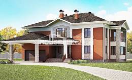 400-002-Л Проект двухэтажного дома и гаражом, большой загородный дом из кирпича Уральск, House Expert
