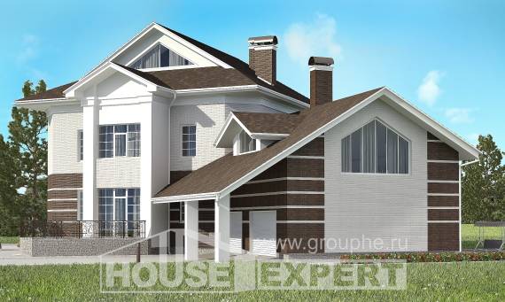 410-001-П Проект двухэтажного дома и гаражом, красивый загородный дом из кирпича Караганда, House Expert
