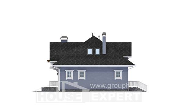 200-001-П Проект двухэтажного дома с мансардным этажом и гаражом, простой домик из газобетона Туркестан, House Expert