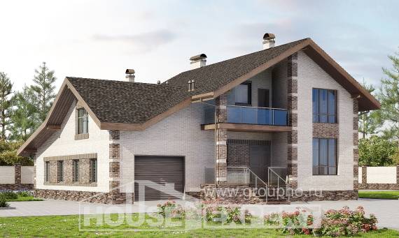 245-005-П Проект двухэтажного дома мансардный этаж, гараж, уютный домик из керамзитобетонных блоков, House Expert