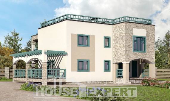 150-010-П Проект двухэтажного дома, современный коттедж из кирпича, House Expert