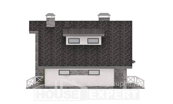 180-017-Л Проект двухэтажного дома с мансардным этажом, гараж, простой коттедж из газобетона Караганда, House Expert