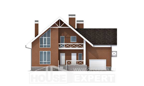 215-001-П Проект двухэтажного дома с мансардой, гараж, классический загородный дом из арболита, House Expert