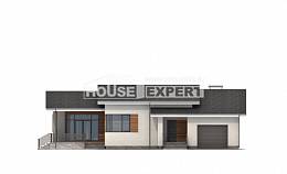 135-002-П Проект одноэтажного дома, гараж, компактный коттедж из пеноблока Астана, House Expert