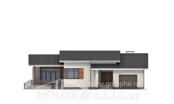 135-002-П Проект одноэтажного дома, гараж, компактный дом из пеноблока, House Expert
