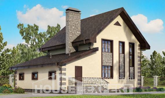 160-004-П Проект двухэтажного дома, гараж, доступный дом из газосиликатных блоков Уральск, House Expert