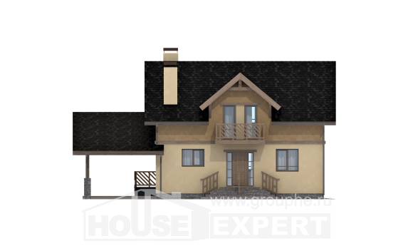 150-011-Л Проект двухэтажного дома мансардой и гаражом, бюджетный коттедж из арболита Петропавловск, House Expert