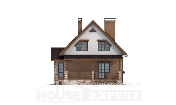 140-002-П Проект двухэтажного дома с мансардой, современный дом из арболита Актобе, House Expert