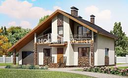 180-008-Л Проект двухэтажного дома с мансардой и гаражом, современный загородный дом из арболита Талдыкорган, House Expert