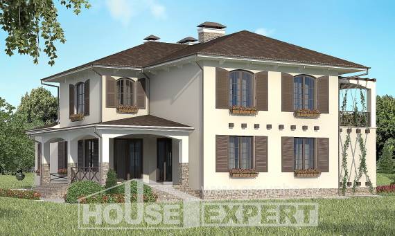 285-002-П Проект двухэтажного дома, гараж, уютный домик из кирпича Темиртау, House Expert