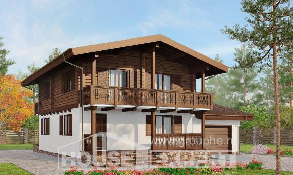 200-011-П Проект двухэтажного дома с мансардным этажом, современный домик из поризованных блоков, Кызылорда