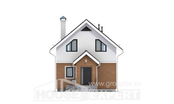 070-001-Л Проект двухэтажного дома с мансардой, уютный загородный дом из блока, Шымкент