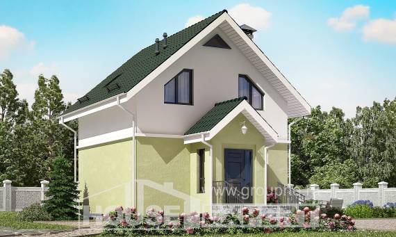 070-001-П Проект двухэтажного дома с мансардой, компактный домик из теплоблока Шымкент, House Expert