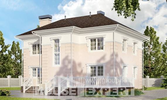 155-005-Л Проект двухэтажного дома, доступный коттедж из теплоблока Караганда, House Expert