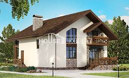 155-001-П Проект двухэтажного дома с мансардой и гаражом, бюджетный дом из арболита Петропавловск, House Expert
