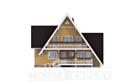 155-008-П Проект двухэтажного дома с мансардным этажом, небольшой домик из бревен, Усть-Каменогорск