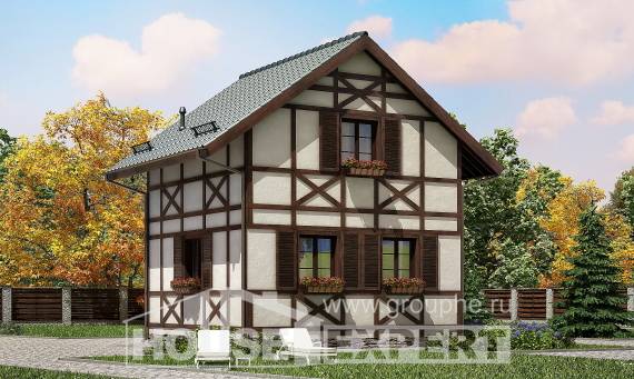 060-002-П Проект двухэтажного дома с мансардным этажом, простой домик из бревен Караганда, House Expert