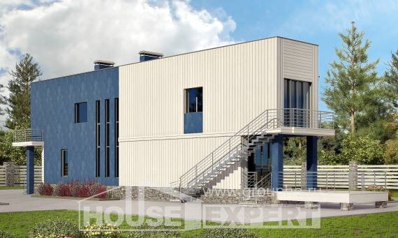 100-003-П Проект двухэтажного дома, бюджетный домик из керамзитобетонных блоков, House Expert