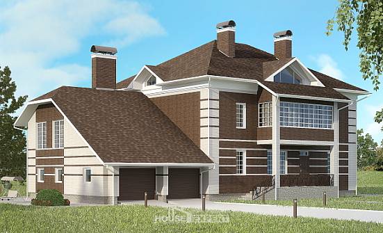 505-002-Л Проект трехэтажного дома, гараж, просторный домик из кирпича, Рудный