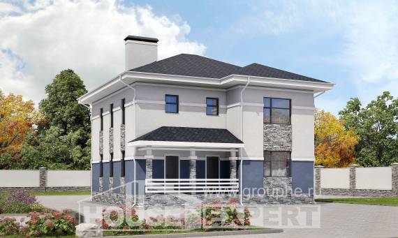150-014-Л Проект двухэтажного дома, уютный загородный дом из арболита Туркестан, House Expert