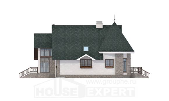 170-003-Л Проект двухэтажного дома с мансардным этажом, экономичный домик из керамзитобетонных блоков Караганда, House Expert