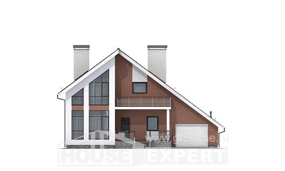 200-007-П Проект двухэтажного дома с мансардным этажом и гаражом, простой загородный дом из бризолита, House Expert