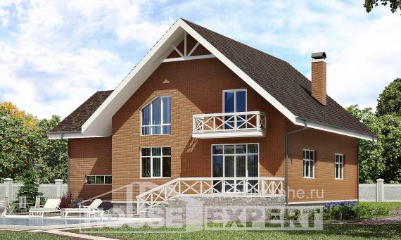215-001-П Проект двухэтажного дома мансардой и гаражом, простой дом из пеноблока, House Expert