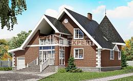 220-002-Л Проект двухэтажного дома мансардой и гаражом, классический загородный дом из газобетона Тараз, House Expert