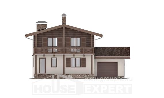 180-018-Л Проект двухэтажного дома мансардный этаж и гаражом, уютный домик из блока, Семей