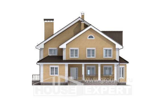 320-003-Л Проект двухэтажного дома, огромный загородный дом из бризолита Актау, House Expert