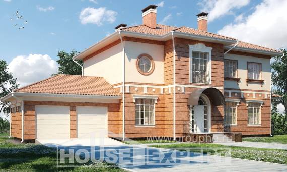 285-001-Л Проект двухэтажного дома, гараж, большой домик из кирпича, Уральск