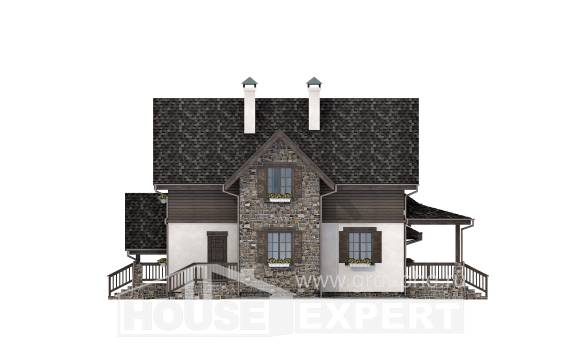 160-002-Л Проект двухэтажного дома с мансардой, гараж, компактный домик из пеноблока Уральск, House Expert